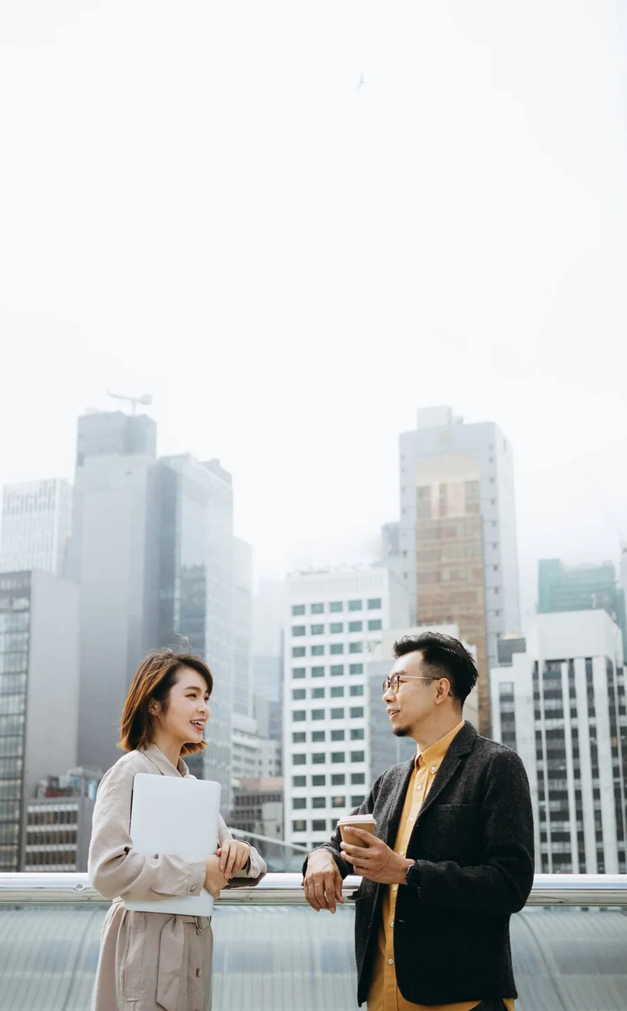 Colleagues outside an office building